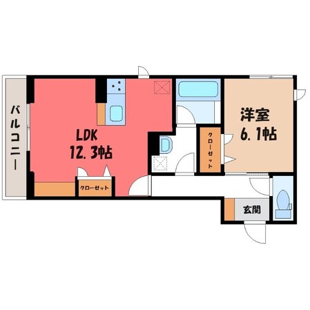 宇都宮駅 徒歩14分 2階の物件間取画像